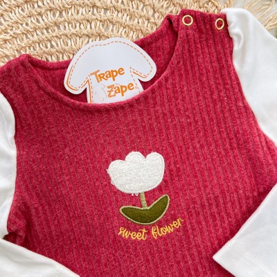 Vestido Manga Longa Sweet Flower - Bordo